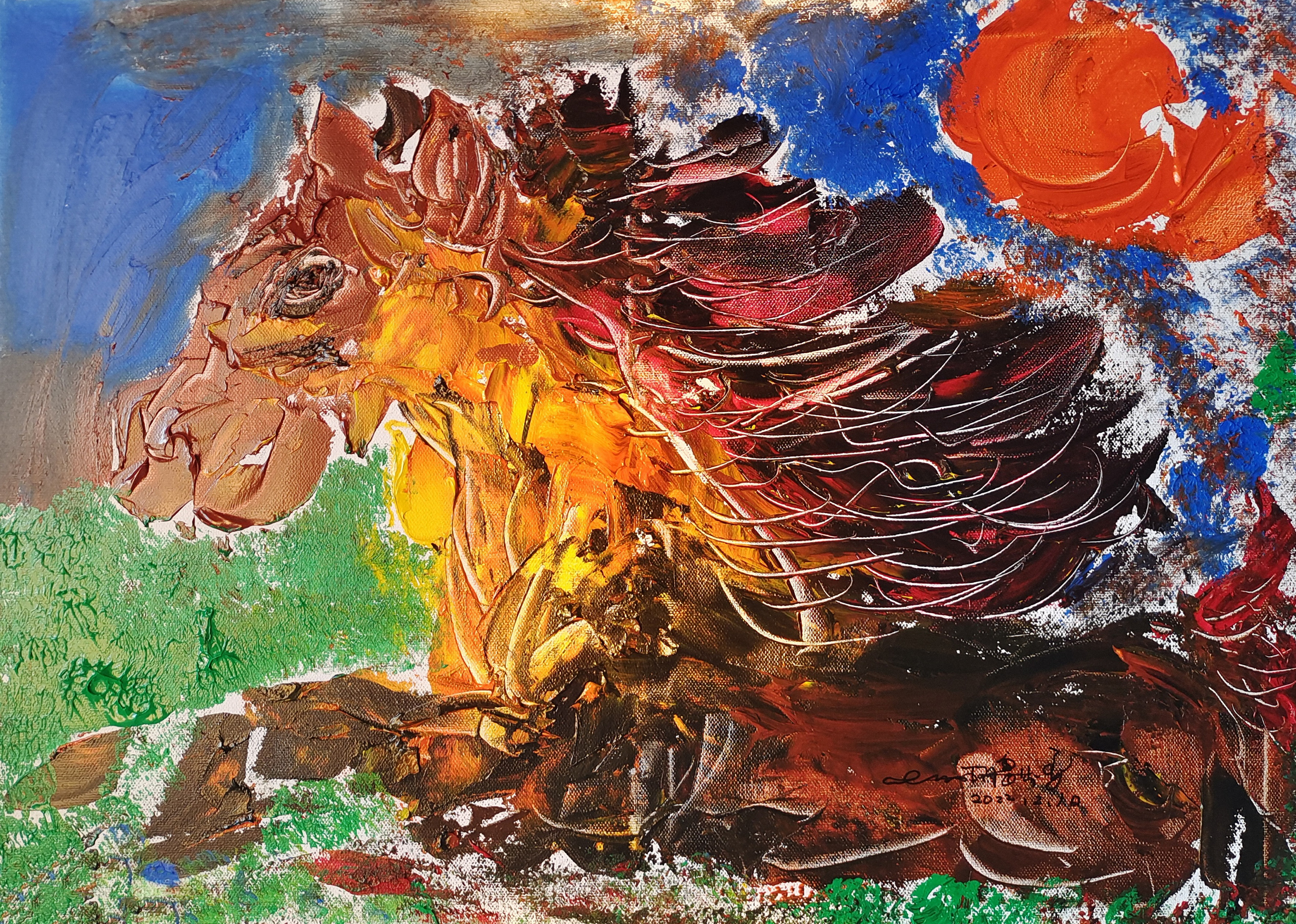 著名画家阿鲁斯油画作品《远恋》被蒙古国驻华大使馆收藏