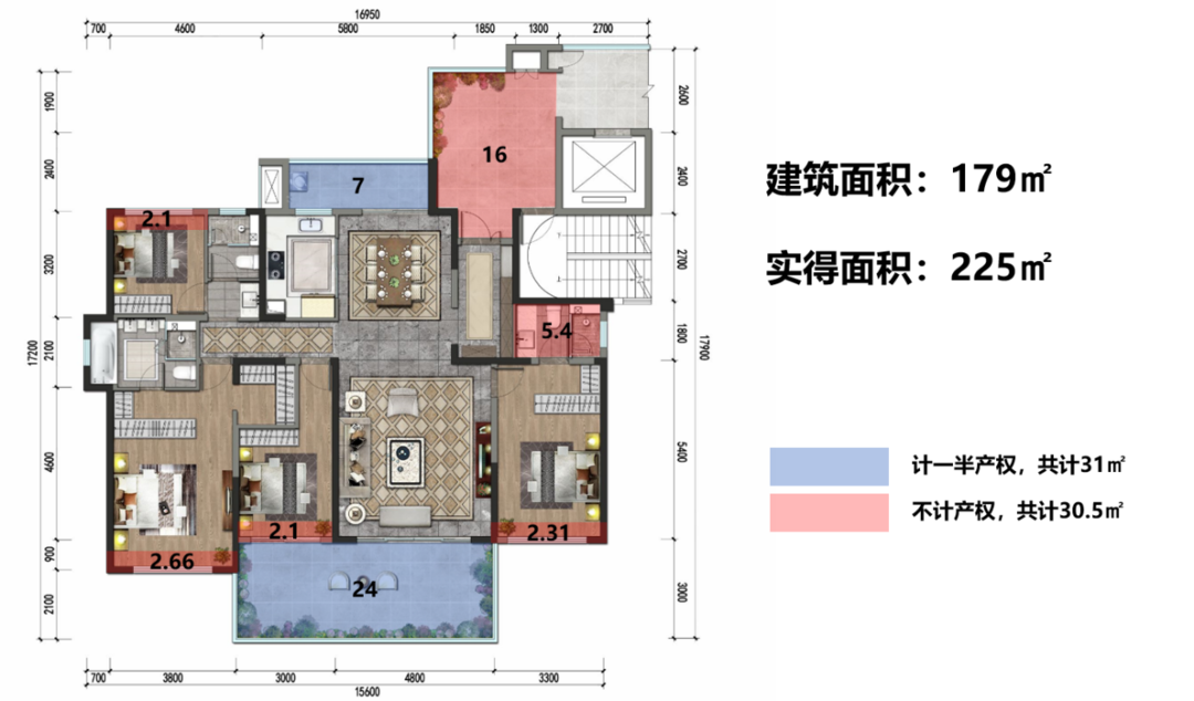 大平层花园洋房户型图图片