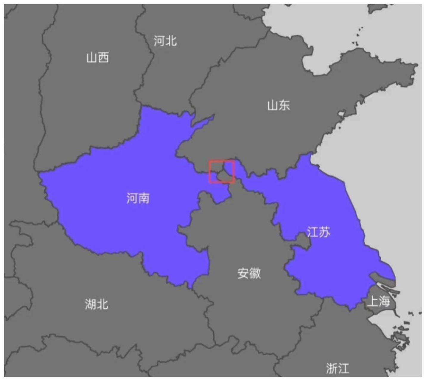 河南与江苏是全国空间相隔却距离最近的省份.