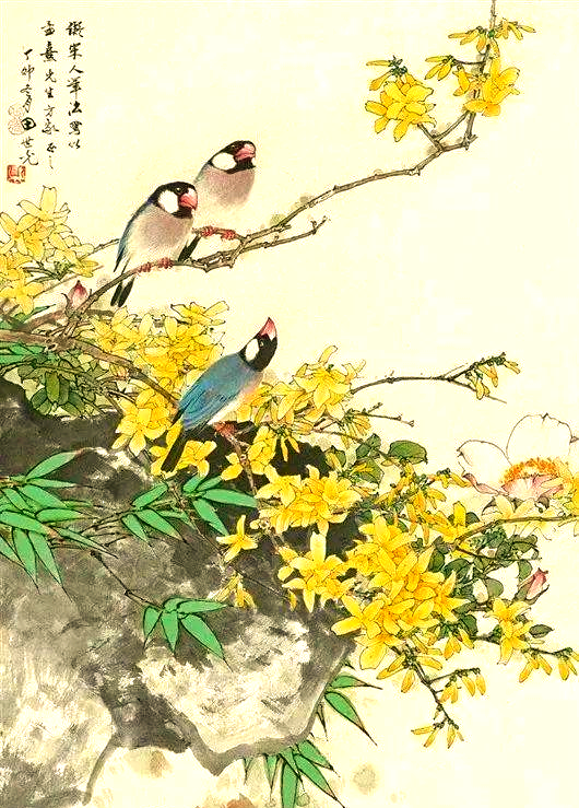 国画大师们笔下的迎春花,展现春日生机!