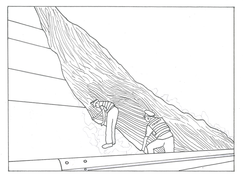 漫"话"交通人防风抗雨的瞬间