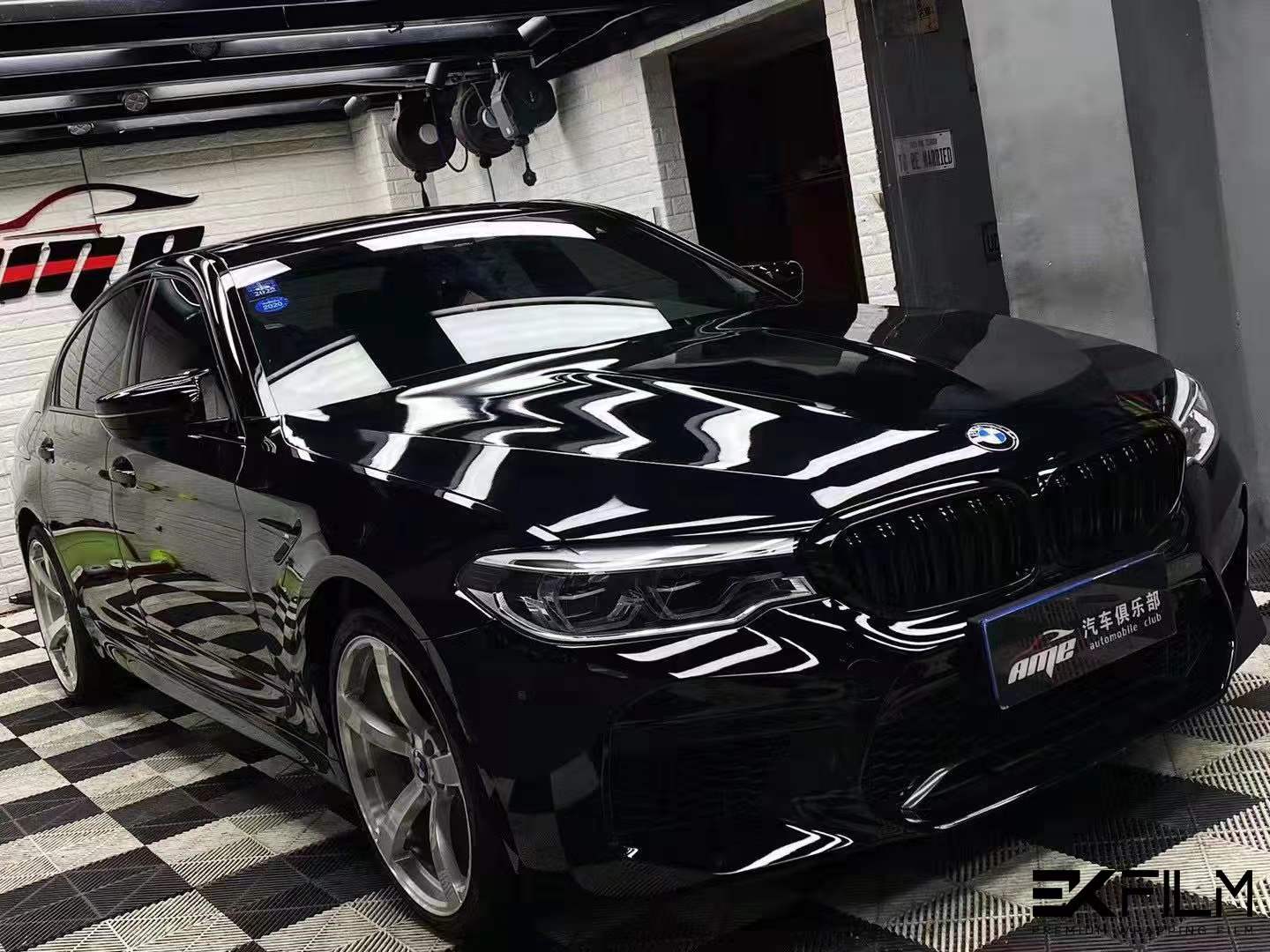 宝马5系全车ekfilm-ek改色膜pet 超级亮黑