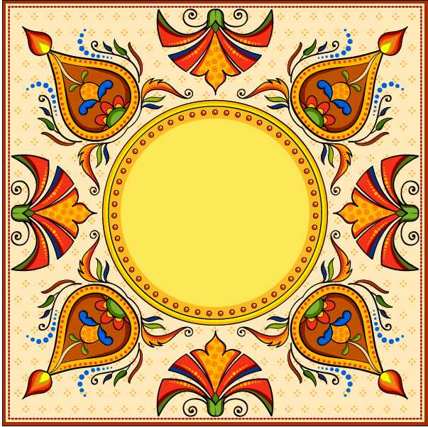 蒙古族花纹底纹图案 古典圆形镂空中式边框素材ai矢量