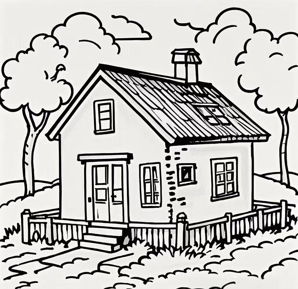 鼓励孩子们寻找简单的小房子简笔画范例进行模仿学习