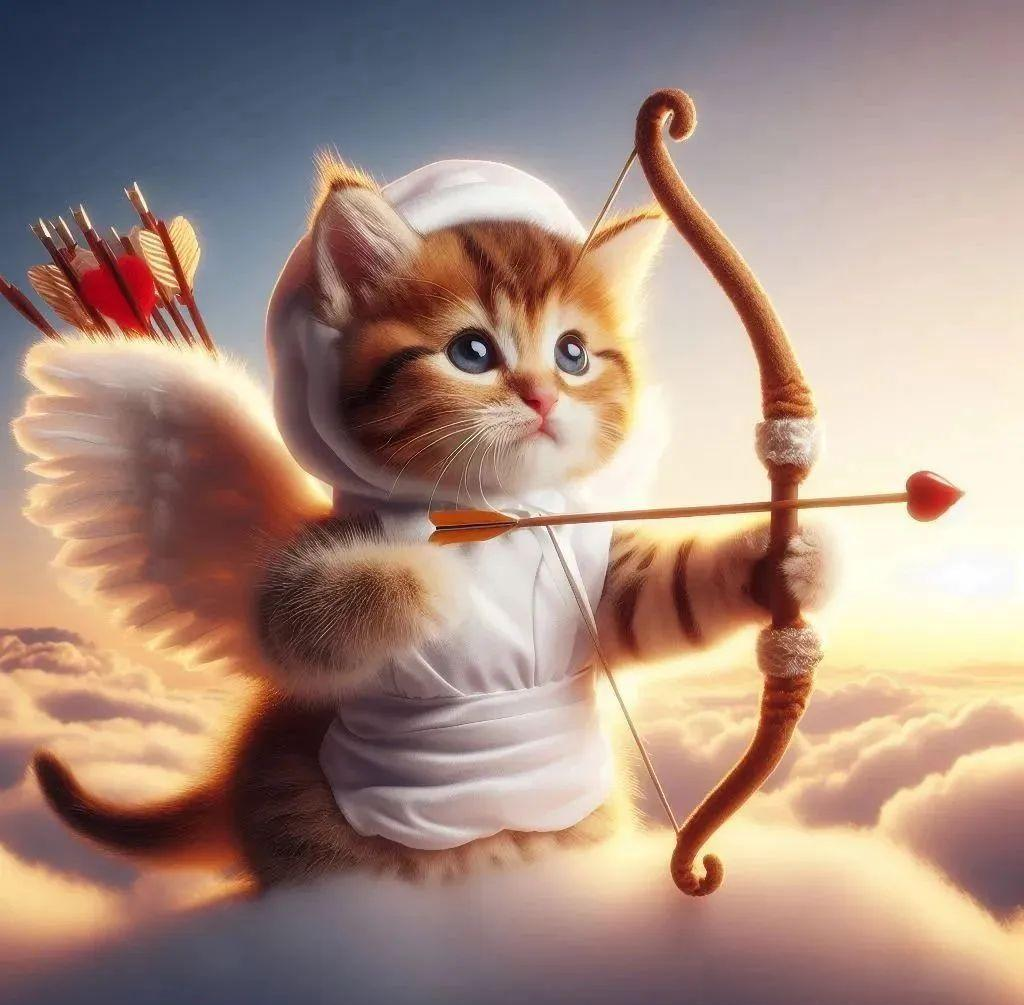 丘比特猫猫的头像与爱情象征