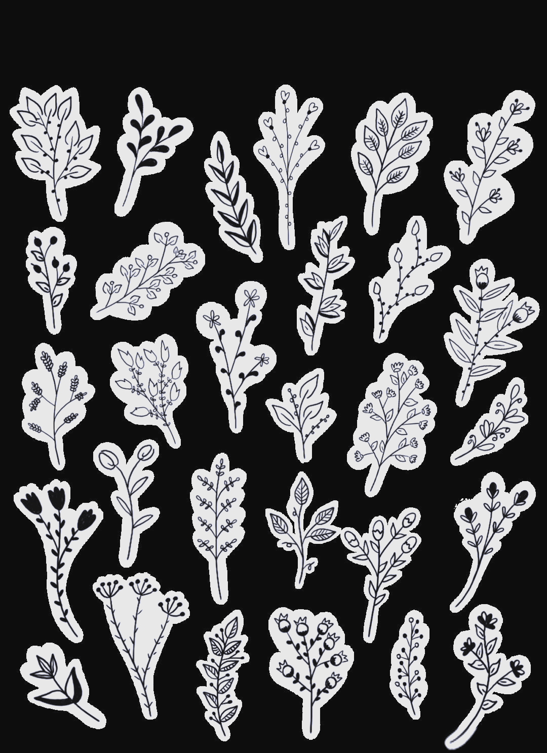 用线条交织出一片生机盎然的树叶世界