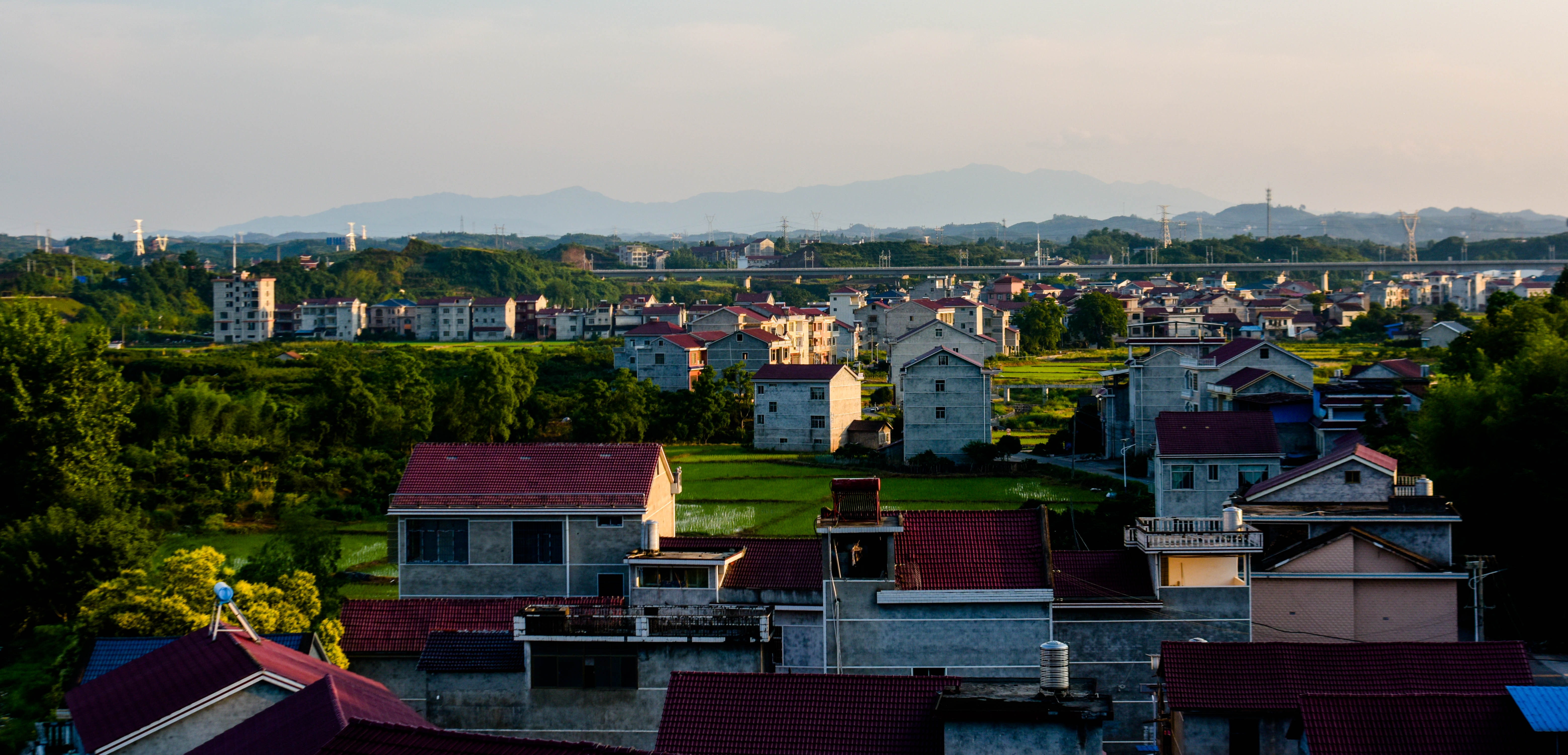 农村夕阳下的图片图片