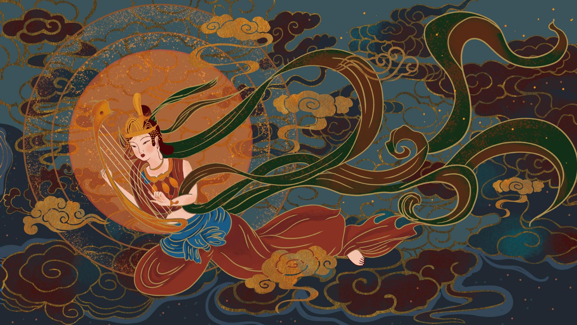 「超清壁纸」敦煌文化之飞天仙女