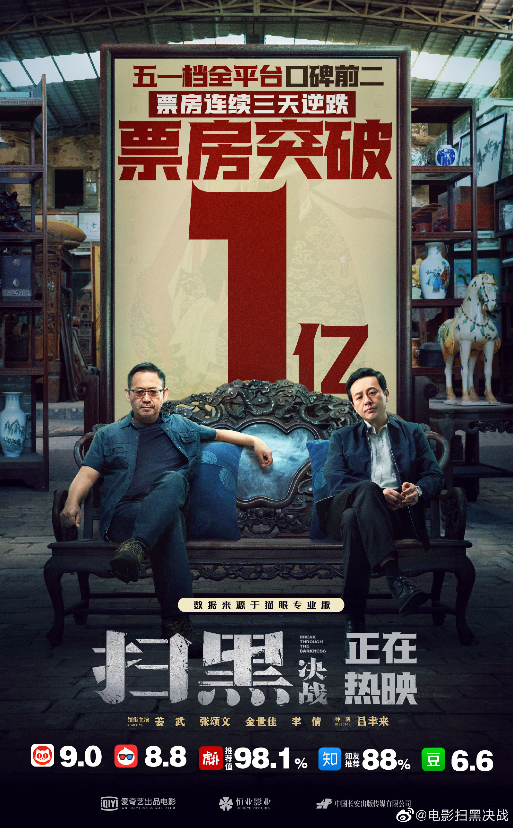 《扫黑·决战》连日逆跌票房破亿 曝"沉浮"海报