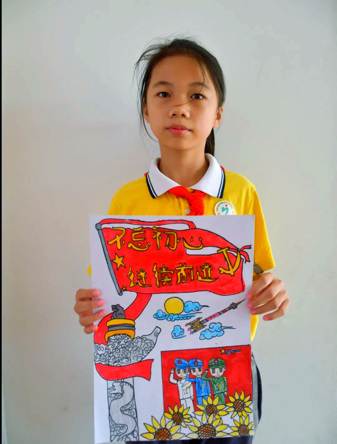 庆祝建党100周年,少年儿童用画笔表达爱国情怀