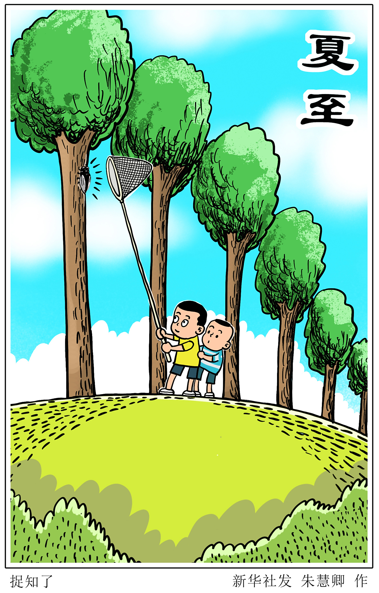 (图表·插画)「二十四节气·夏至」捉知了