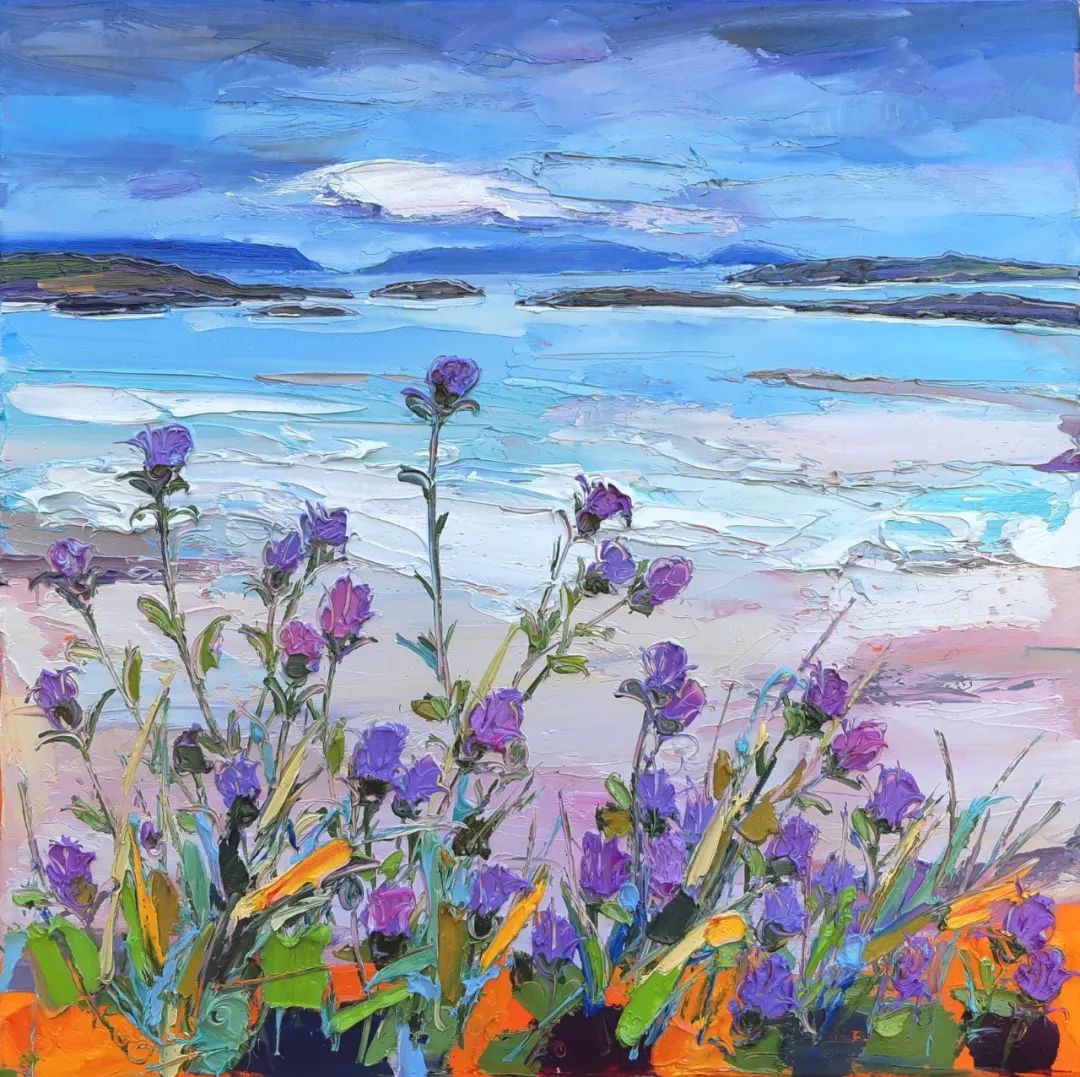 朱迪思的油画,大胆,生机勃勃和充满活力的欢乐风景