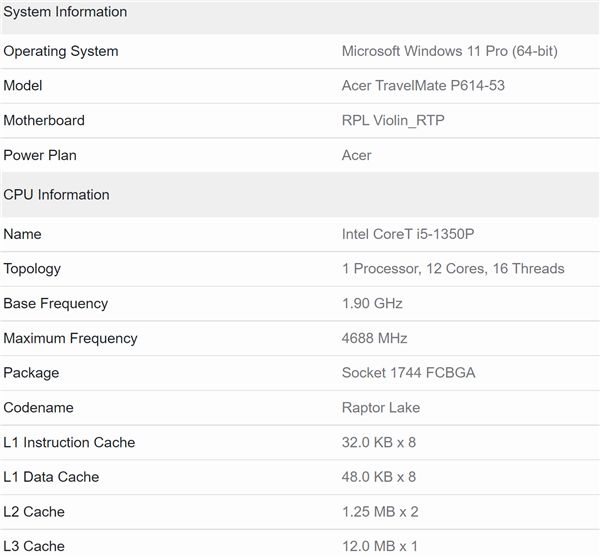 intel 13代酷睿i5-1350p使勁擠牙膏:只提升了2%