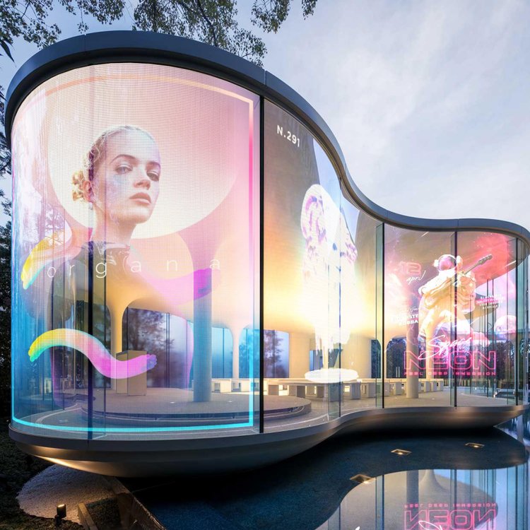 高端商业建筑媒体 玻璃幕墙led透明屏成标配