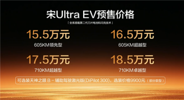 续航710公里！比亚迪全新B级纯电SUV宋Ultra EV预售：15.5万起