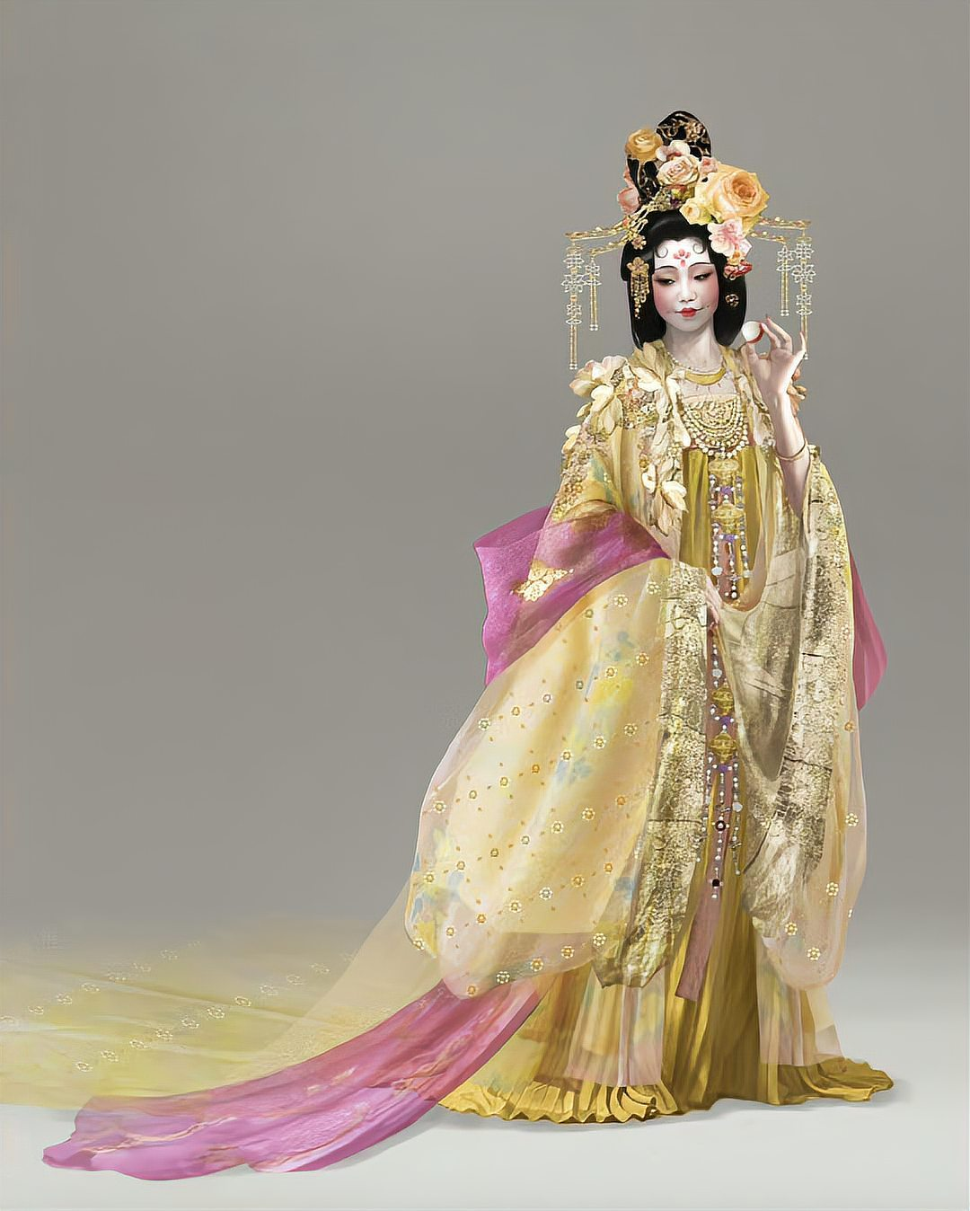 唐代宫廷服饰的华丽仕女像