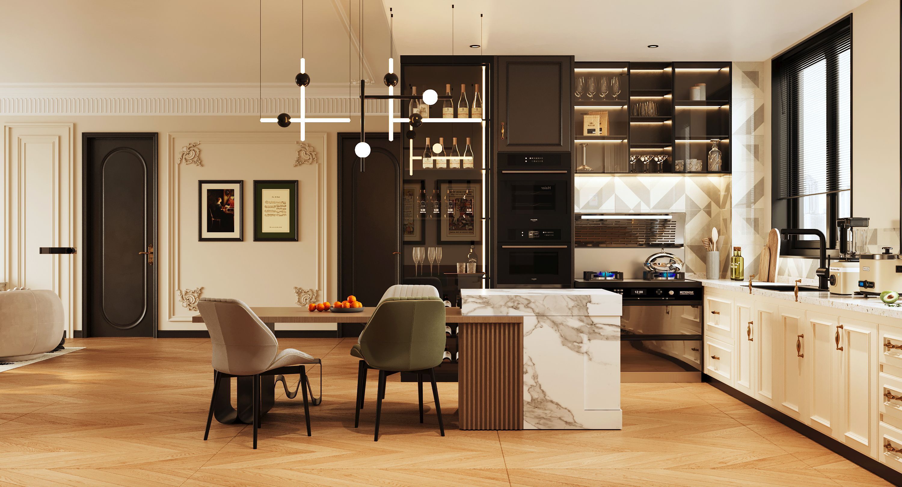 厨房岛台:只作烹饪和备餐区域,还是能兼具用餐和娱乐功能?