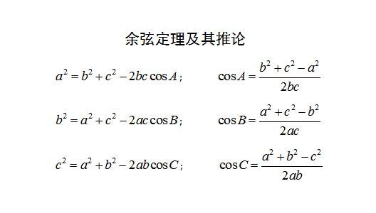 高中数学正弦定理,余弦定理公式及其推论总结