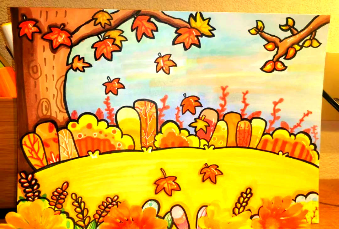 秋天主题创意儿童美术范画精选