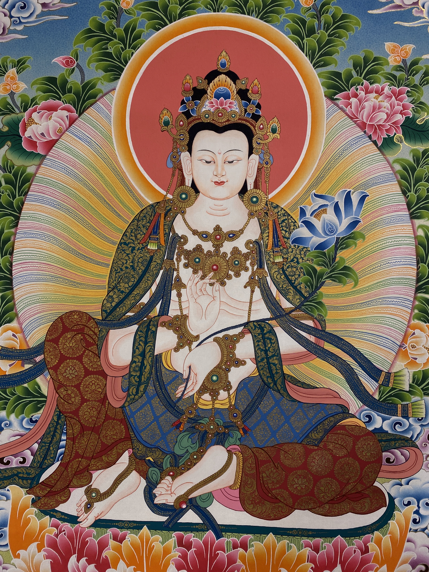 大势至菩萨唐卡:热贡唐卡艺术大师李秀著作