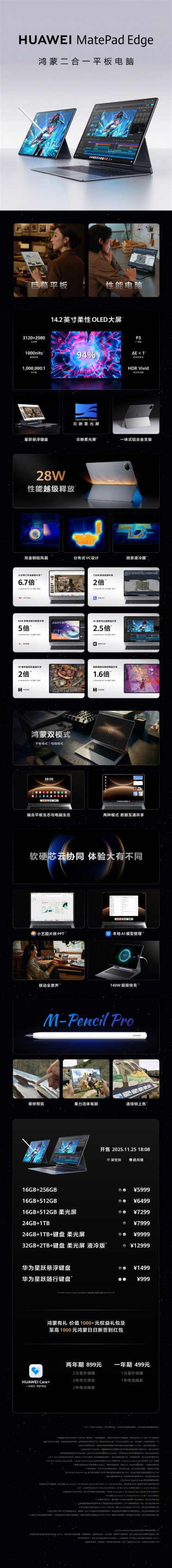 首款鸿蒙二合一平板电脑！一图看懂华为MatePad Edge