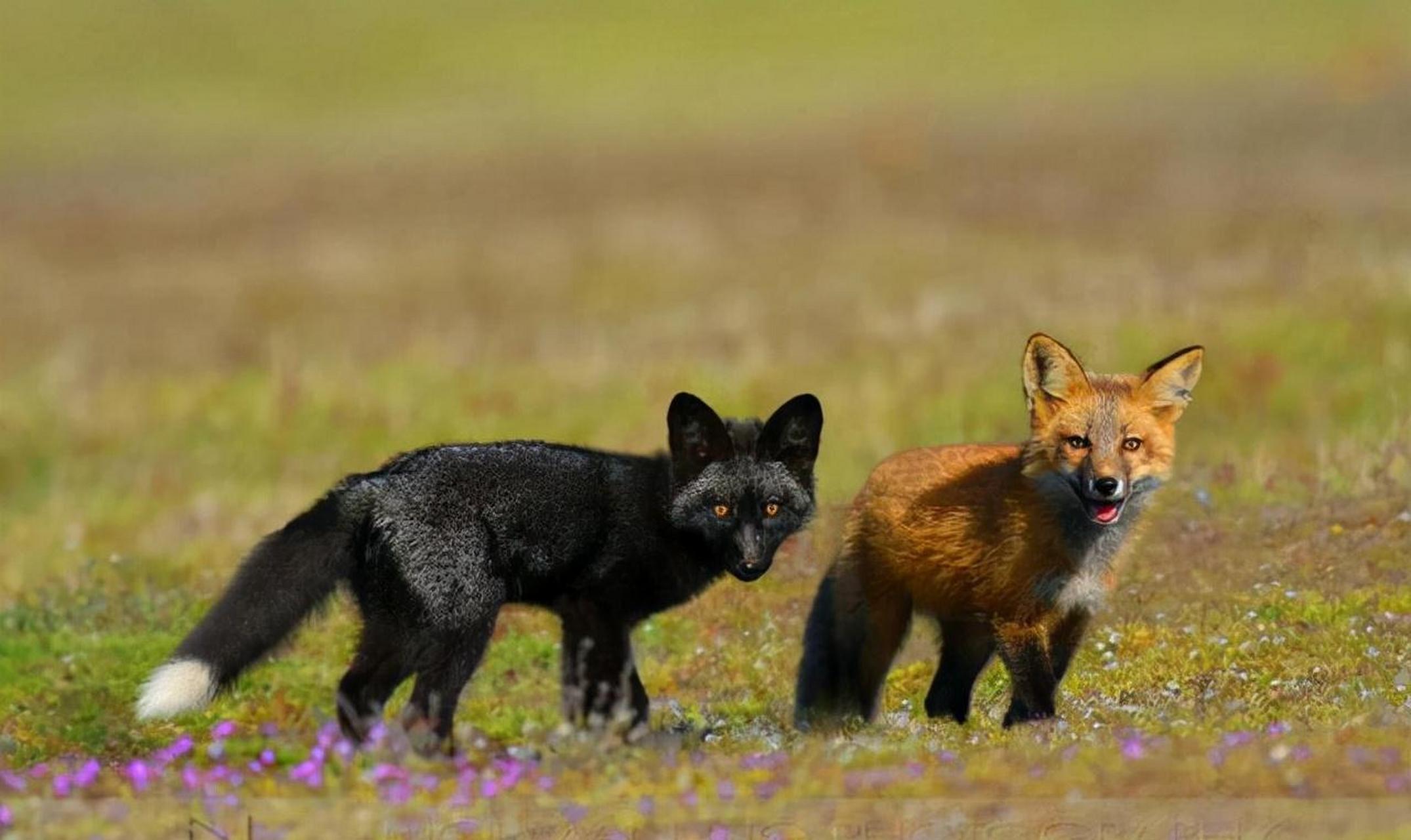 这名男子恰巧驶过一段盘山公路,就在要拐弯时,这只黑狐狸突然跳到车