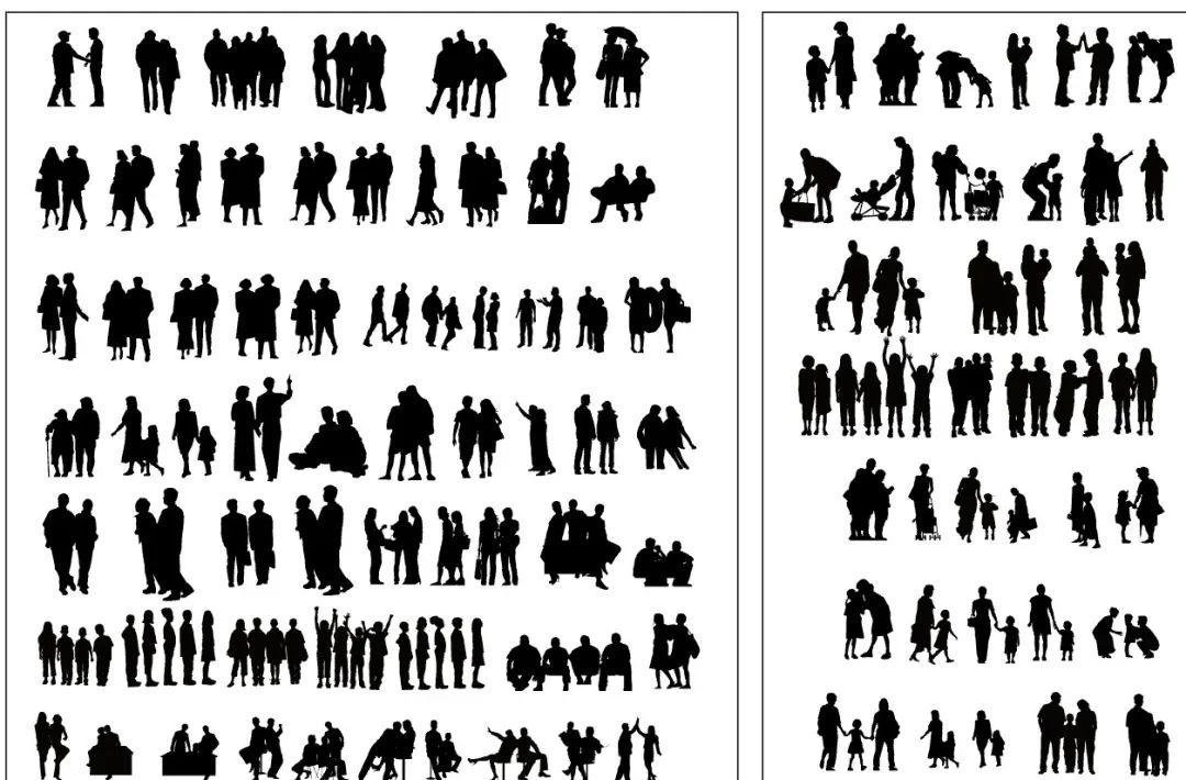 黑色剪影人素材大合集,一键保存免扣