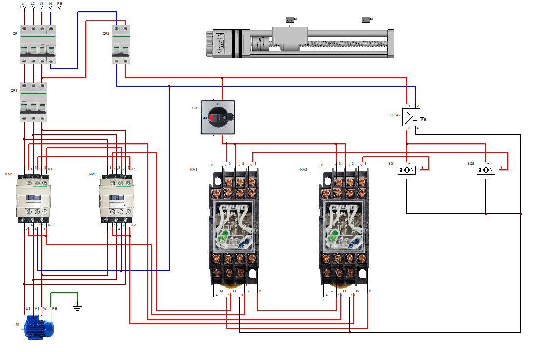 11,零基础学电工——pnp型接近开关控制电动机正反转电路(仿真)