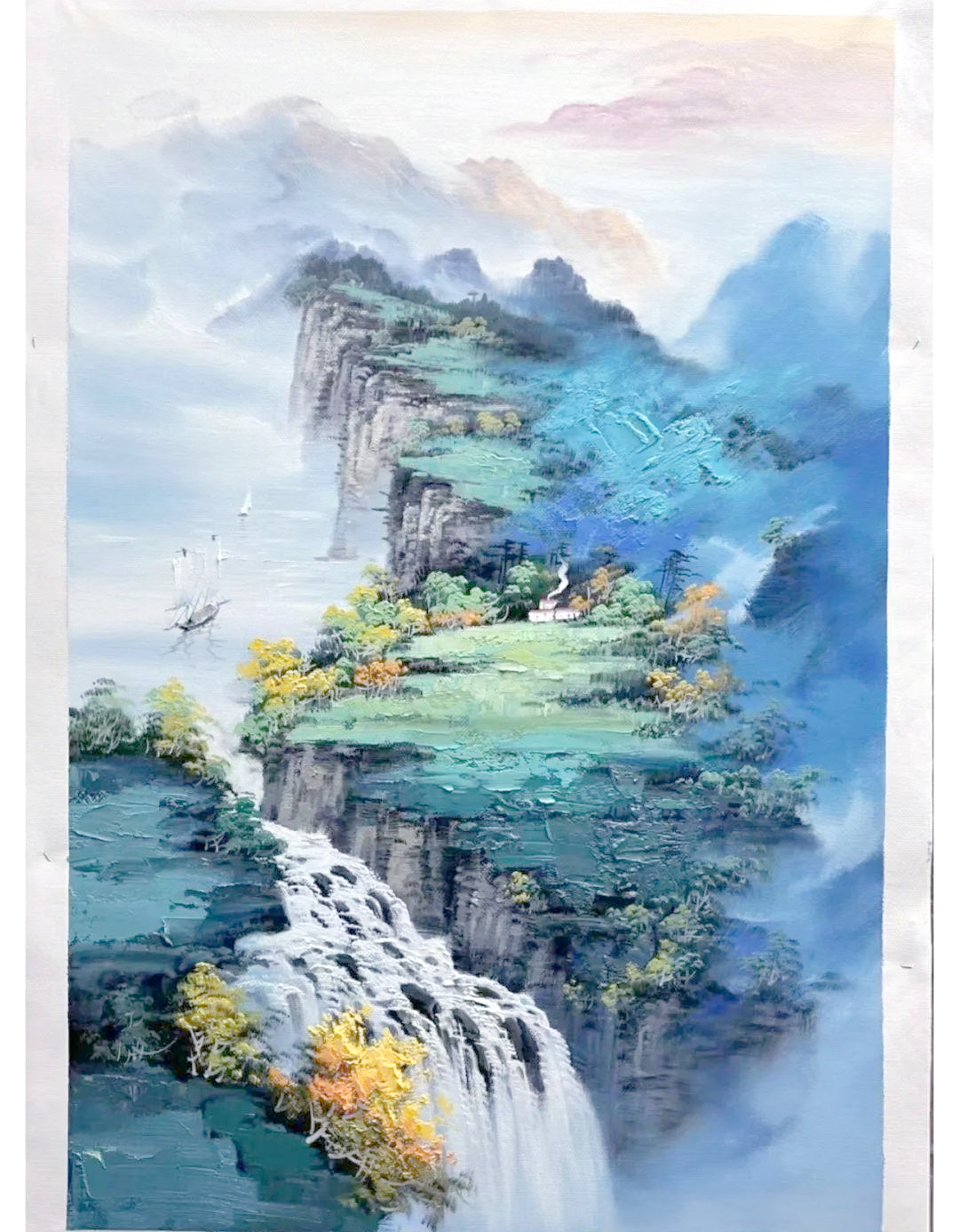 儿童创意美术山水风景水粉画技巧探索