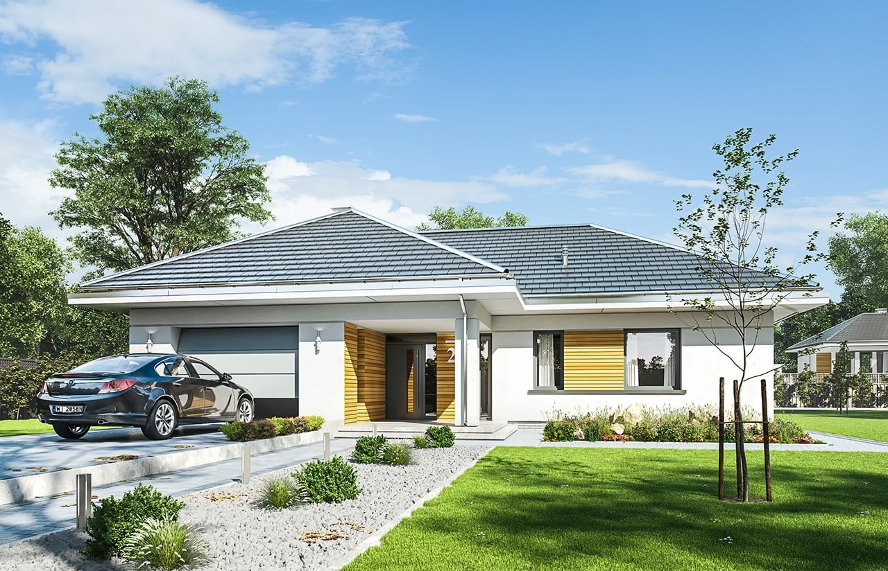 一层"t"字形现代风格别墅