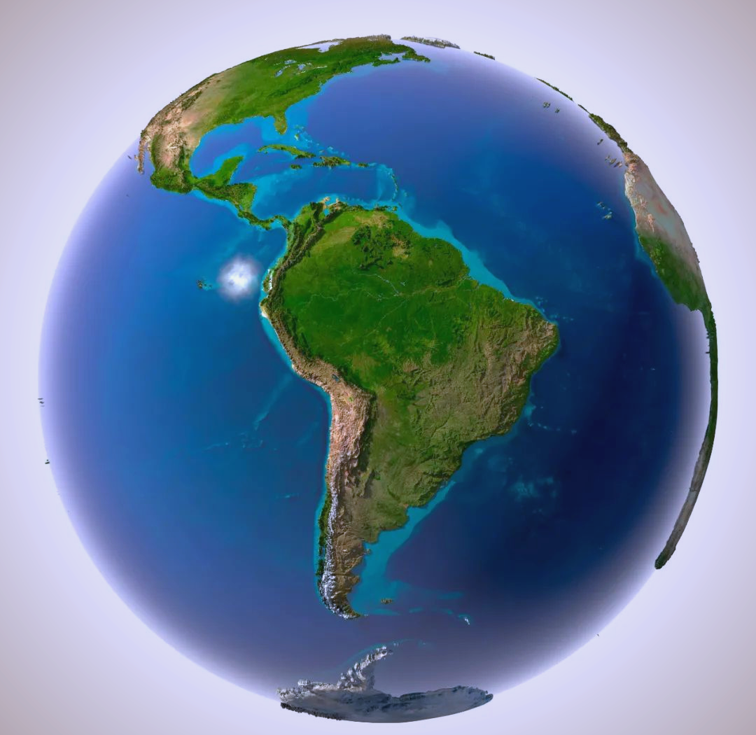 南美洲的三维立体地图