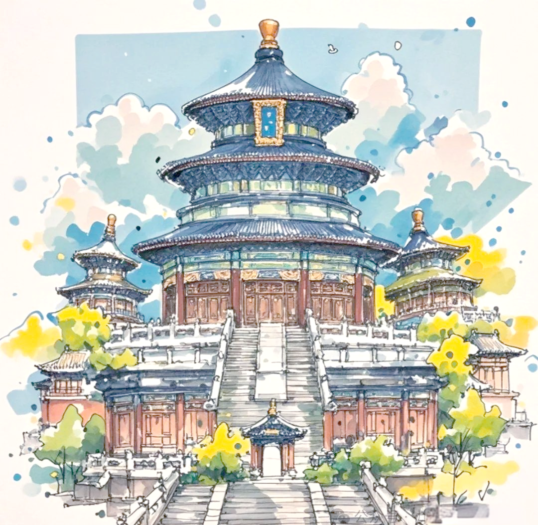 古风建筑马克笔手绘,探寻岁月的艺术之美