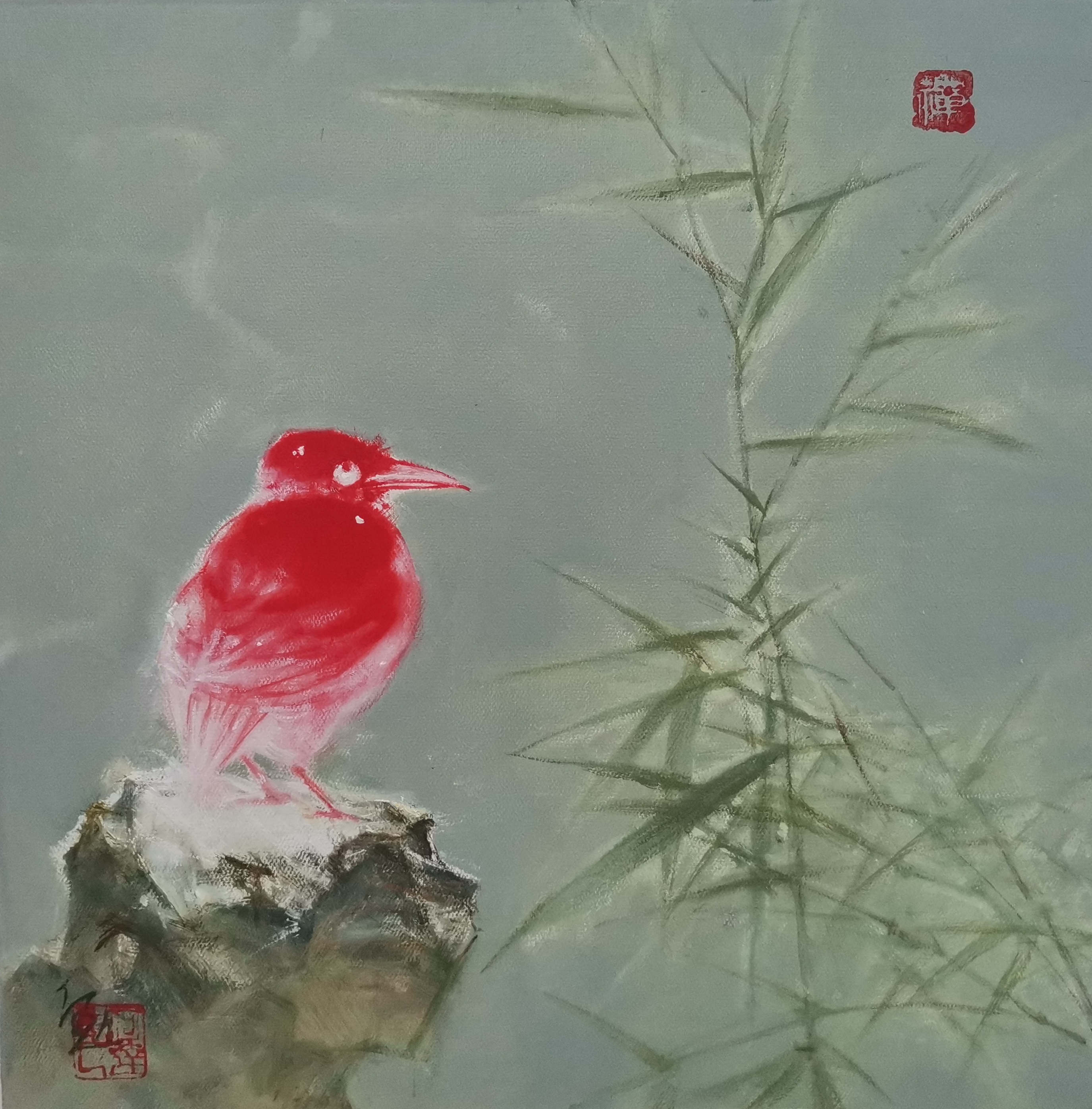 油画名家何达——油画《中国鸟——禅意系列》