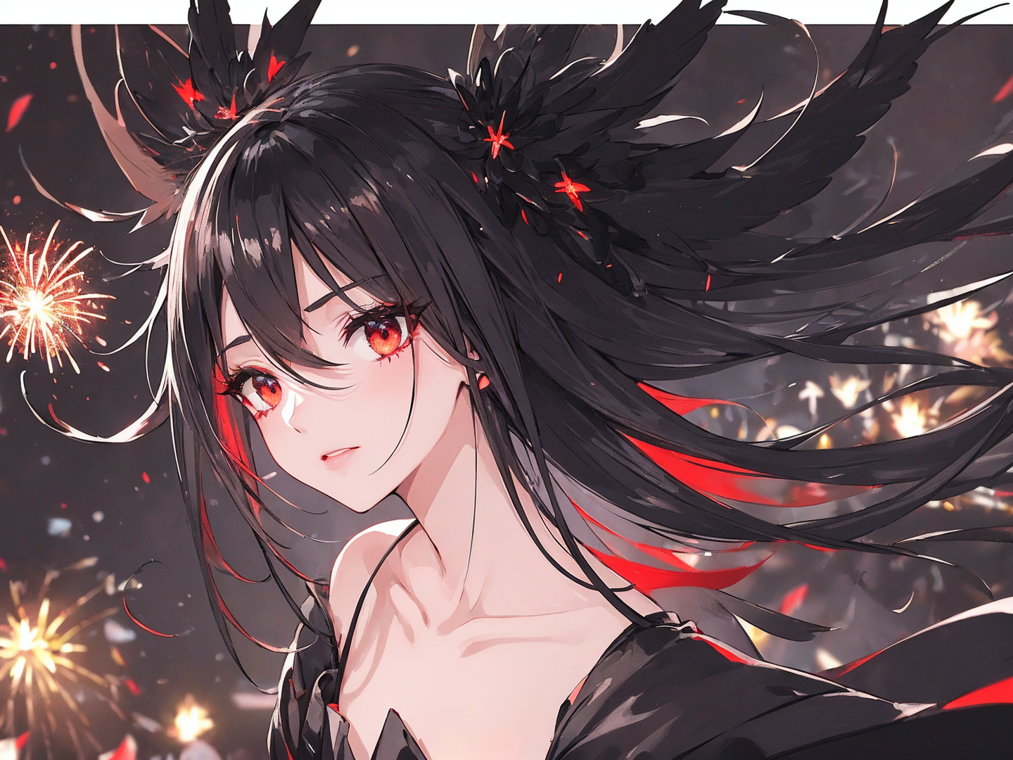 红眼冬娜在参加初秋的烟火会