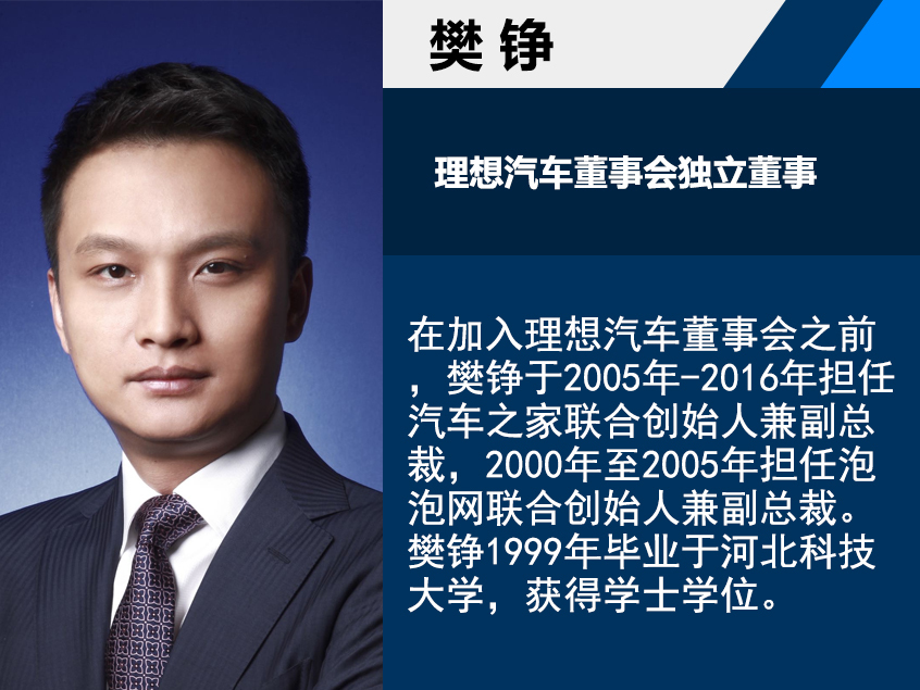 人事变动丨理想汽车任命樊铮为独立董事