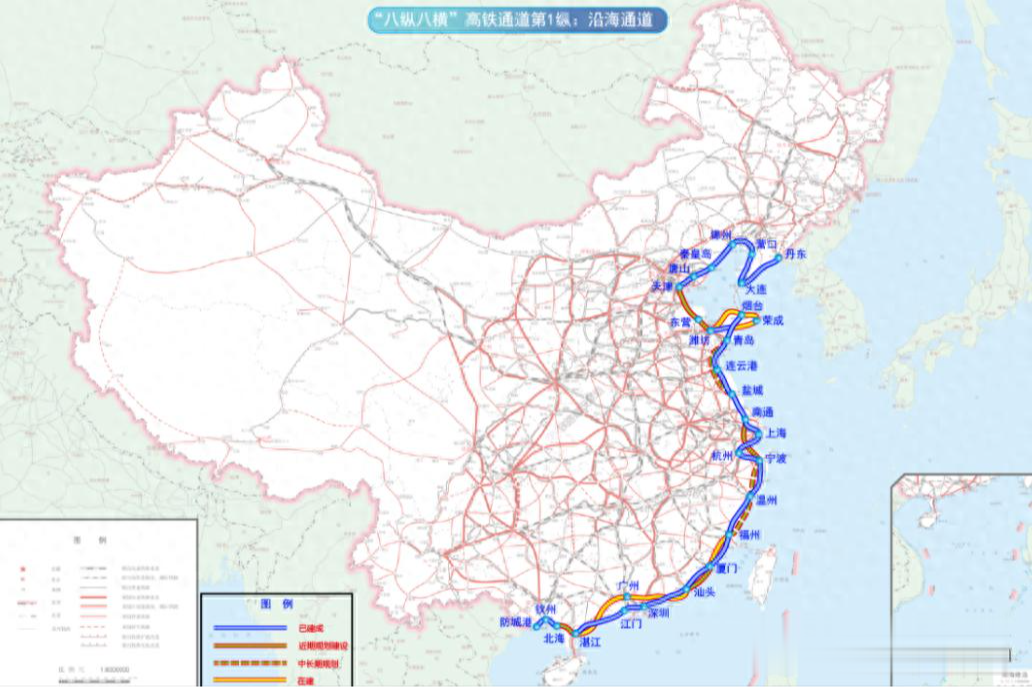 沿海大通道:前有青连盐高铁,后有胶州湾过海铁路