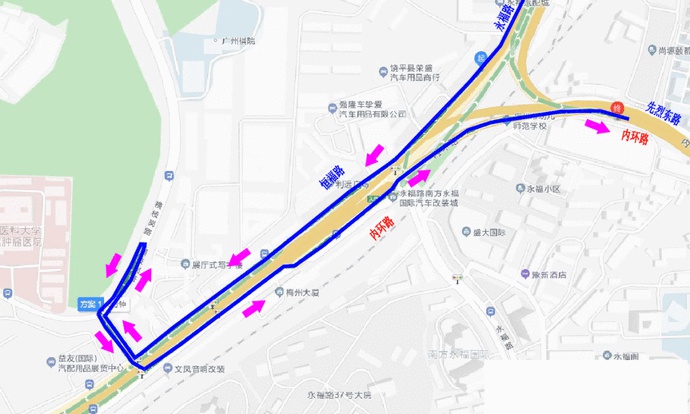 内环路b线永福路入口匝道将于6月25日及26日进行夜间封闭检测