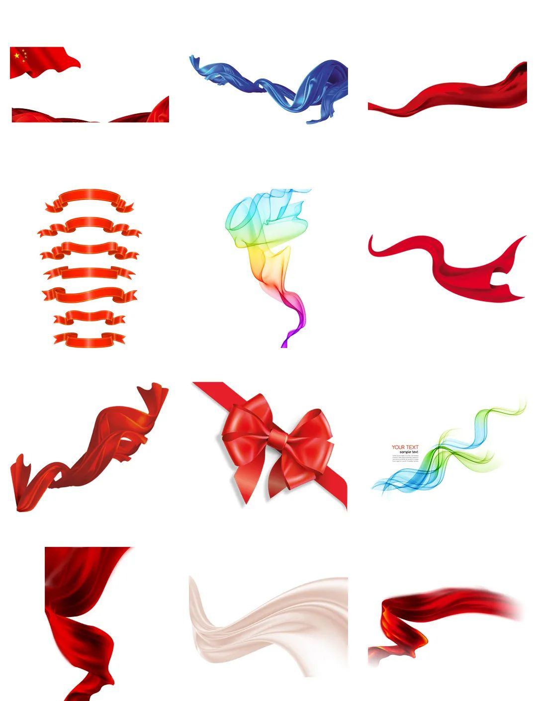 红色飘带与蝴蝶结素材在设计和宣传中的多元应用