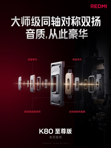 REDMI史上最豪华！K80至尊版搭载行业首款大师级同轴对称双扬