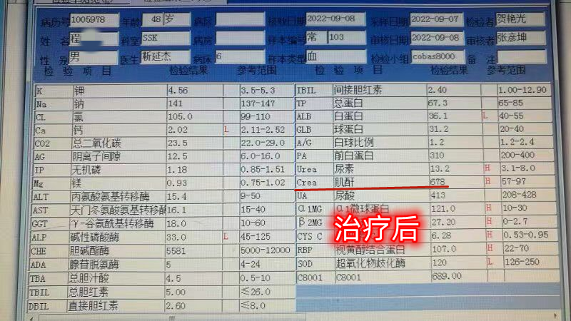 肌酐1470能降下来吗?