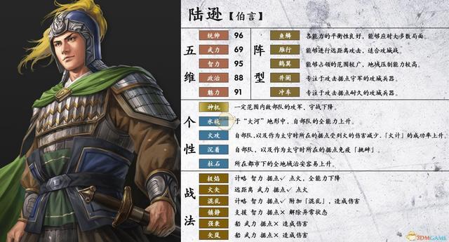 《三国志14》陆逊属性个性一览