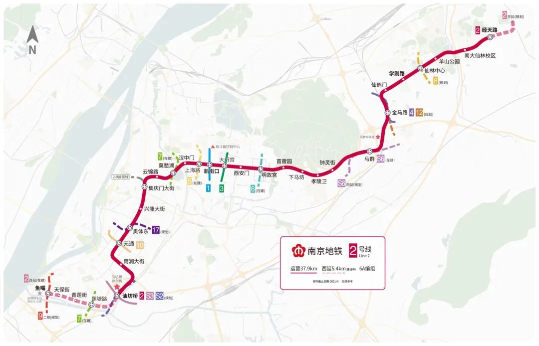 南京地铁2号线站点图图片