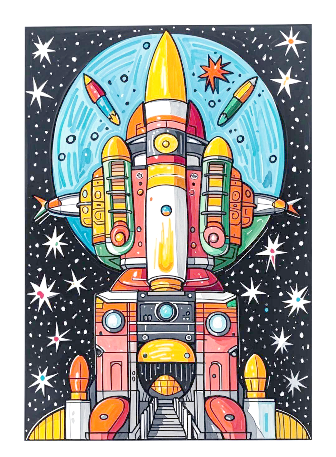 多款以科幻科技和火箭发射为主题的儿童绘画精选,参赛作品素材