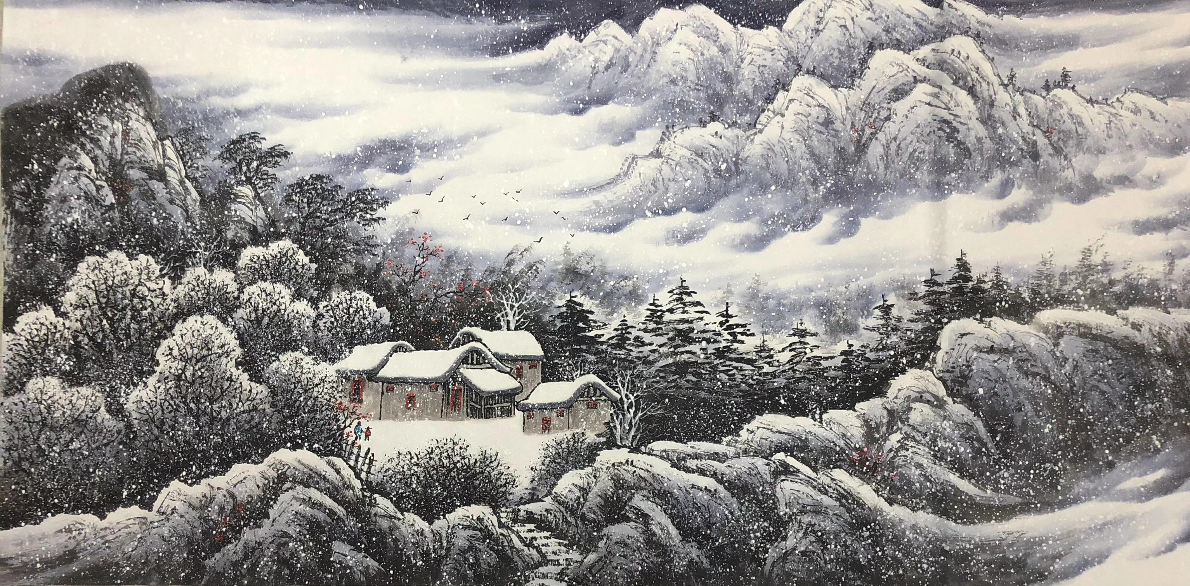 四呎国画《瑞雪兆丰年》系列作品欣赏