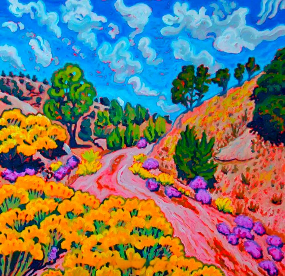 凯瑟琳·弗兰克的多彩山川画,展现独特崎岖景观之美