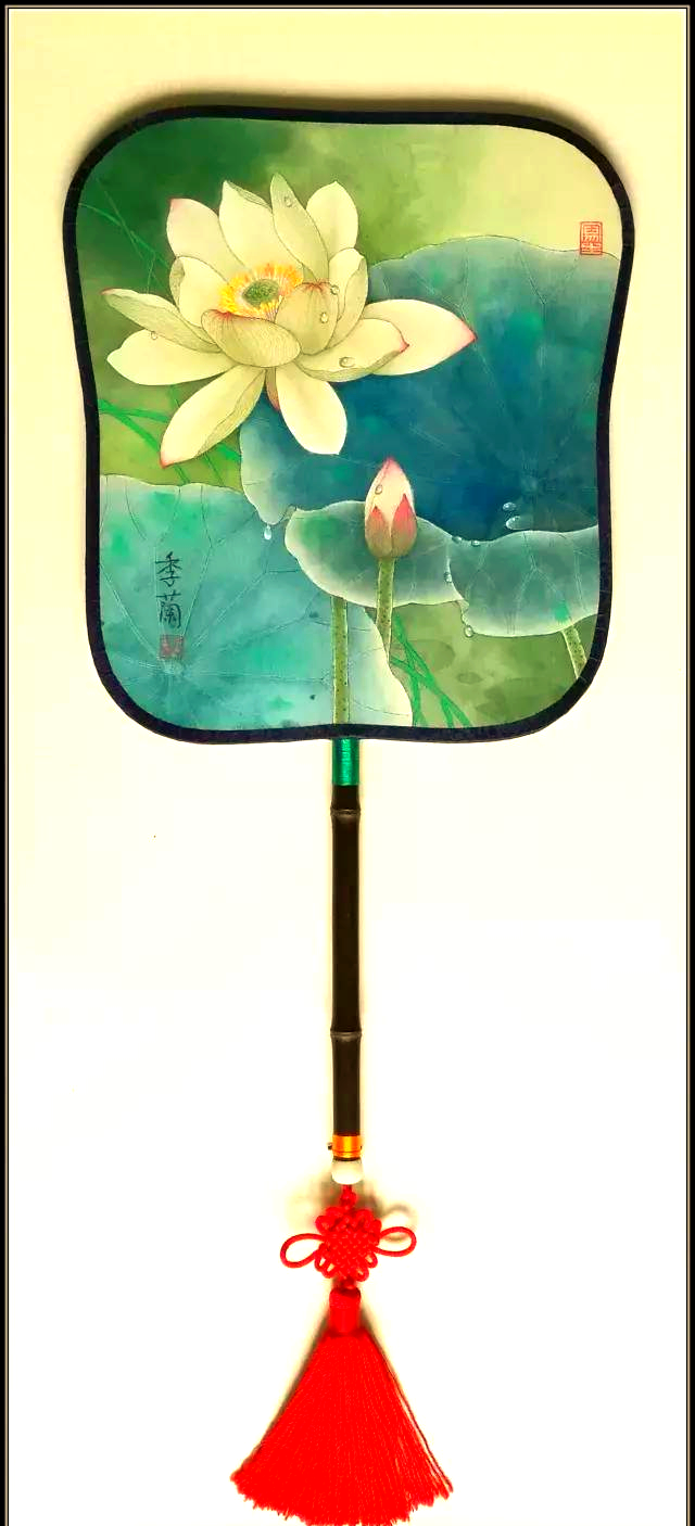 欣赏梁季兰的工笔花鸟团扇艺术