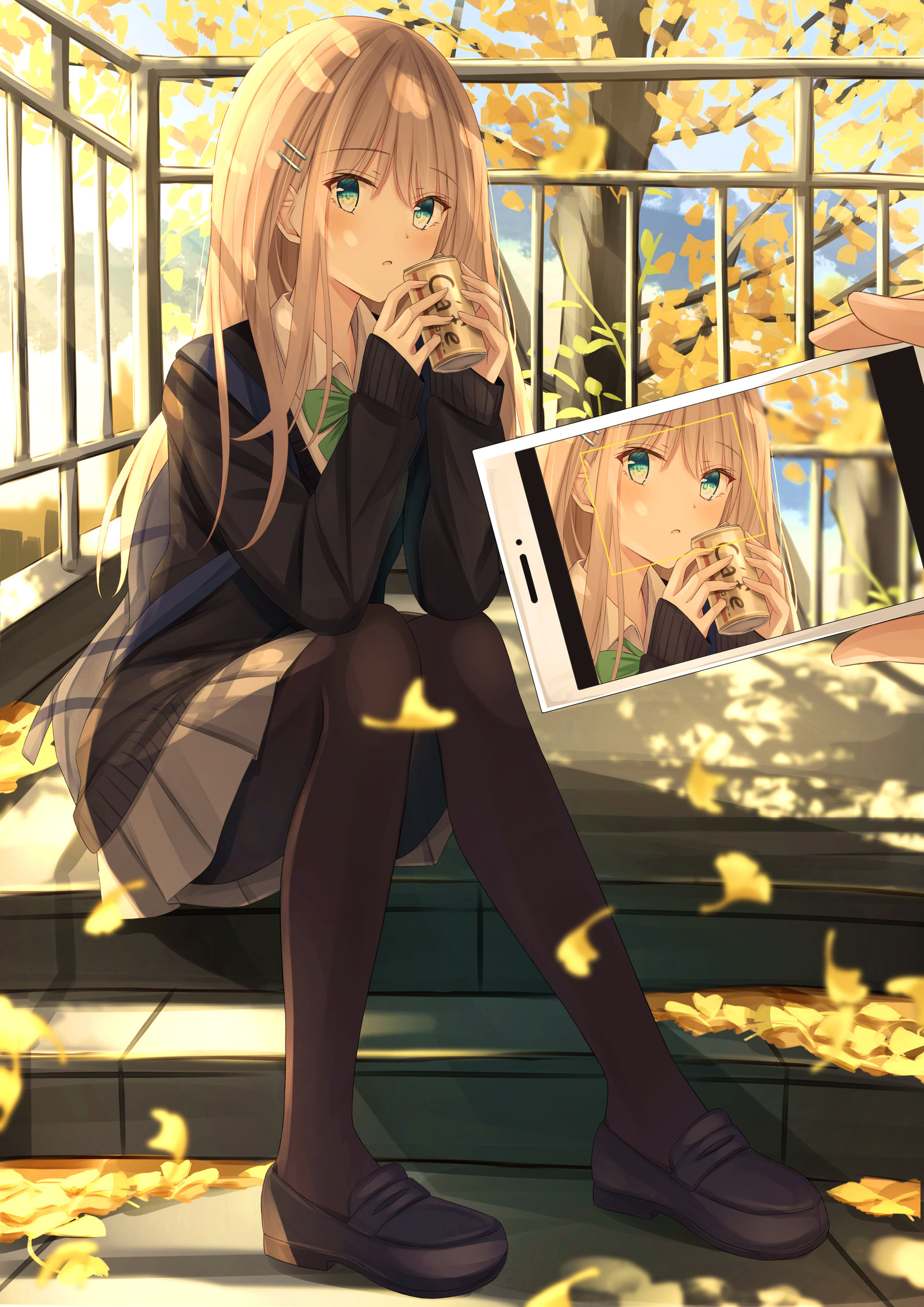 画师「千リ」作品欣赏:恬静可爱的水手服美少女人物插画