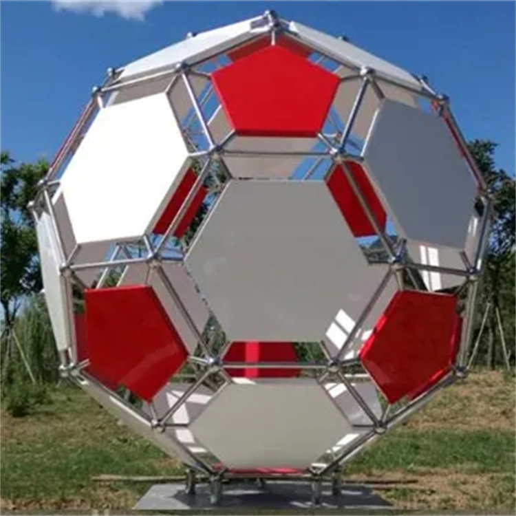 大型不锈钢足球雕塑,体育运动主题雕塑