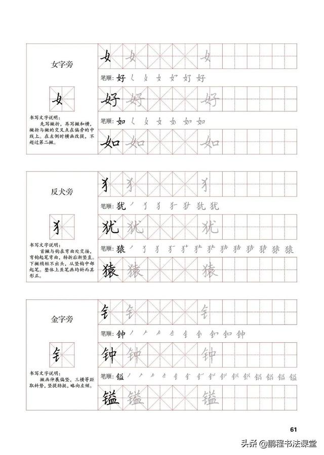 实用硬笔的书写技巧之「偏旁部首书写训练01～10」