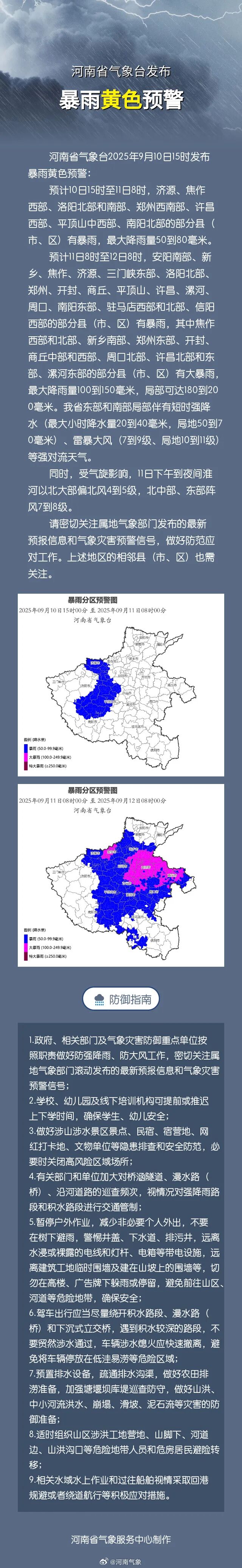 暴雨,大暴雨!黄色预警!洛阳5天有雨